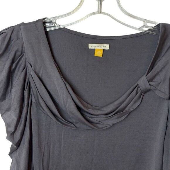 Leifsdottir Anthropologie Silk Knit Top Draped Long Sleeve Scoop Grey XS - Picture 3 of 11